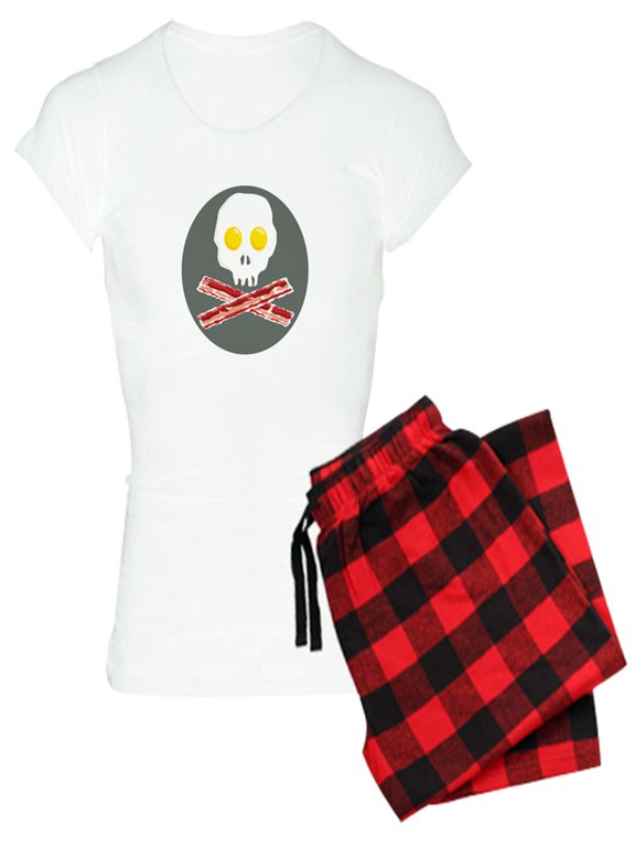 - Bacon And Eggs Skull And Crossbones Pajamas - Women's Light Pajamas