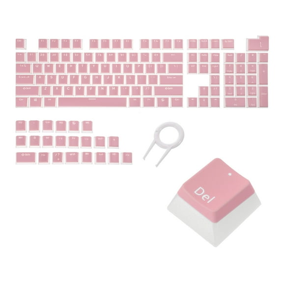 130 Keys Pudding Keycaps Set OEM Profile ABS for Mechanical Keyboard Layout with Keycap Puller, Light Pink