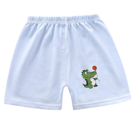 Eltusu Boys Cotton Athletic Shorts, Elastic Waistband Printed Relaxed Fit Soft Summer Shorts Blue Size 7-8 T