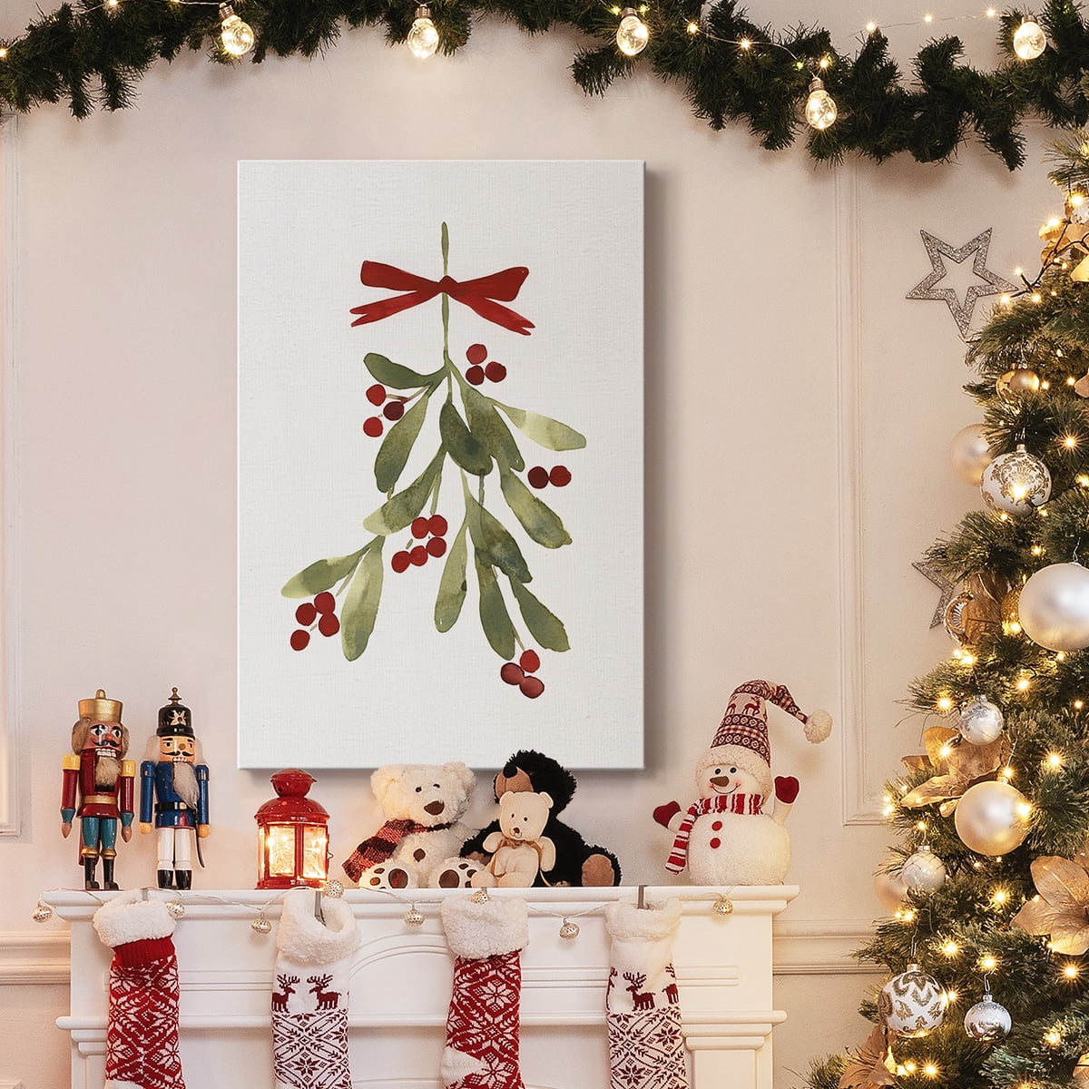 Mistletoe Bow I- Gallery Wrapped Canvas