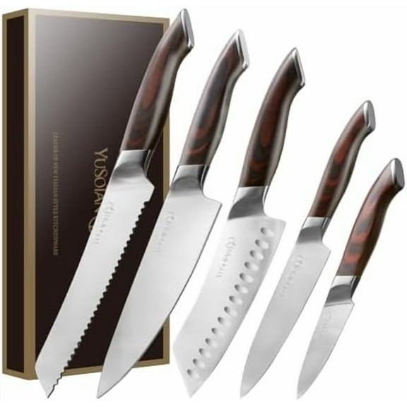 5-Piece Knife Set Professional Kitchen Knife Set Ultra Sharp High Carbon Stainless Steel Chef Knife Set for Kitchen Japanese Cooking Knife with Gift Box