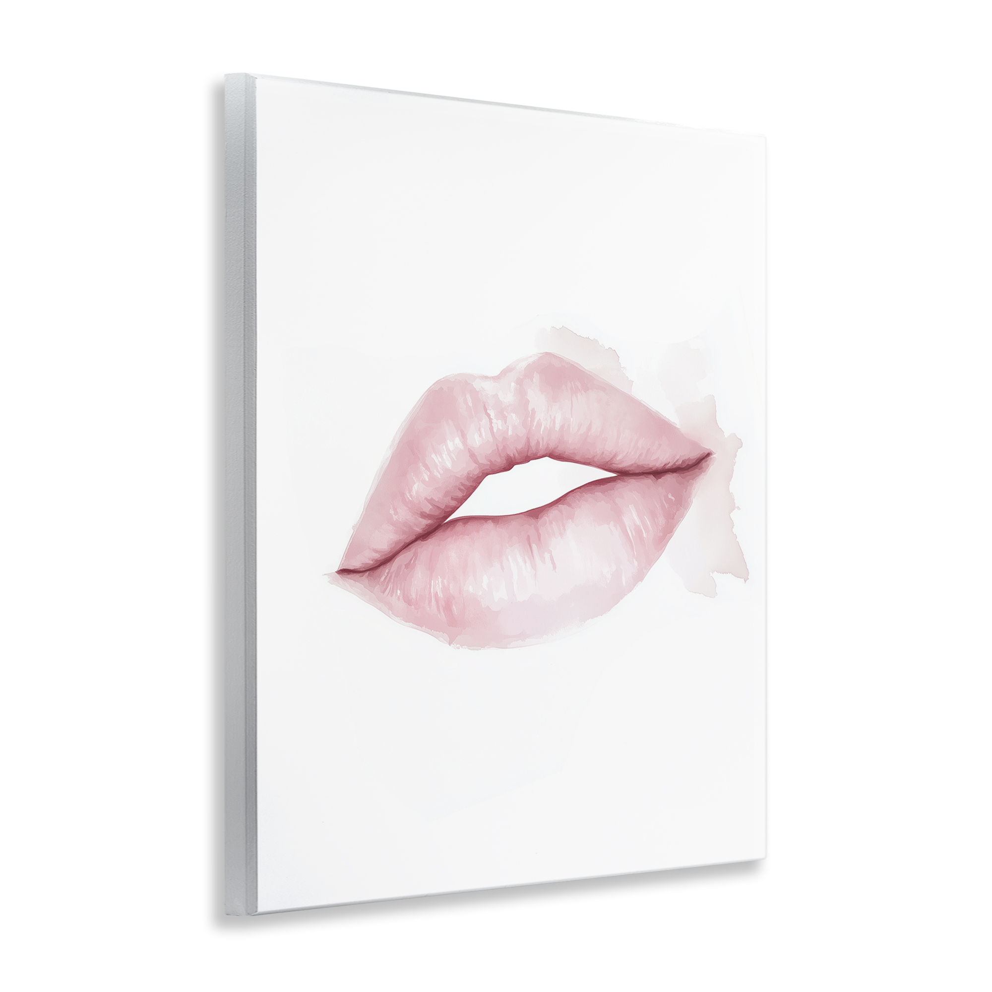 Pink Lips Watercolor Wall Plaque Art, design by Christine Simpson Art