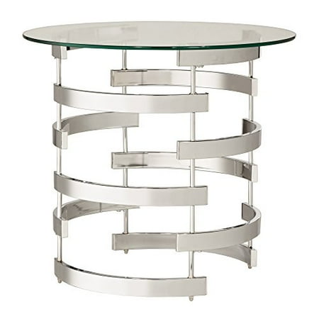 Pineapple Base Table With Glass Top Modern Round Glass Top Coffee Table with Iron Base Accent - Includes Modhaus Living Pen (End Table) ()