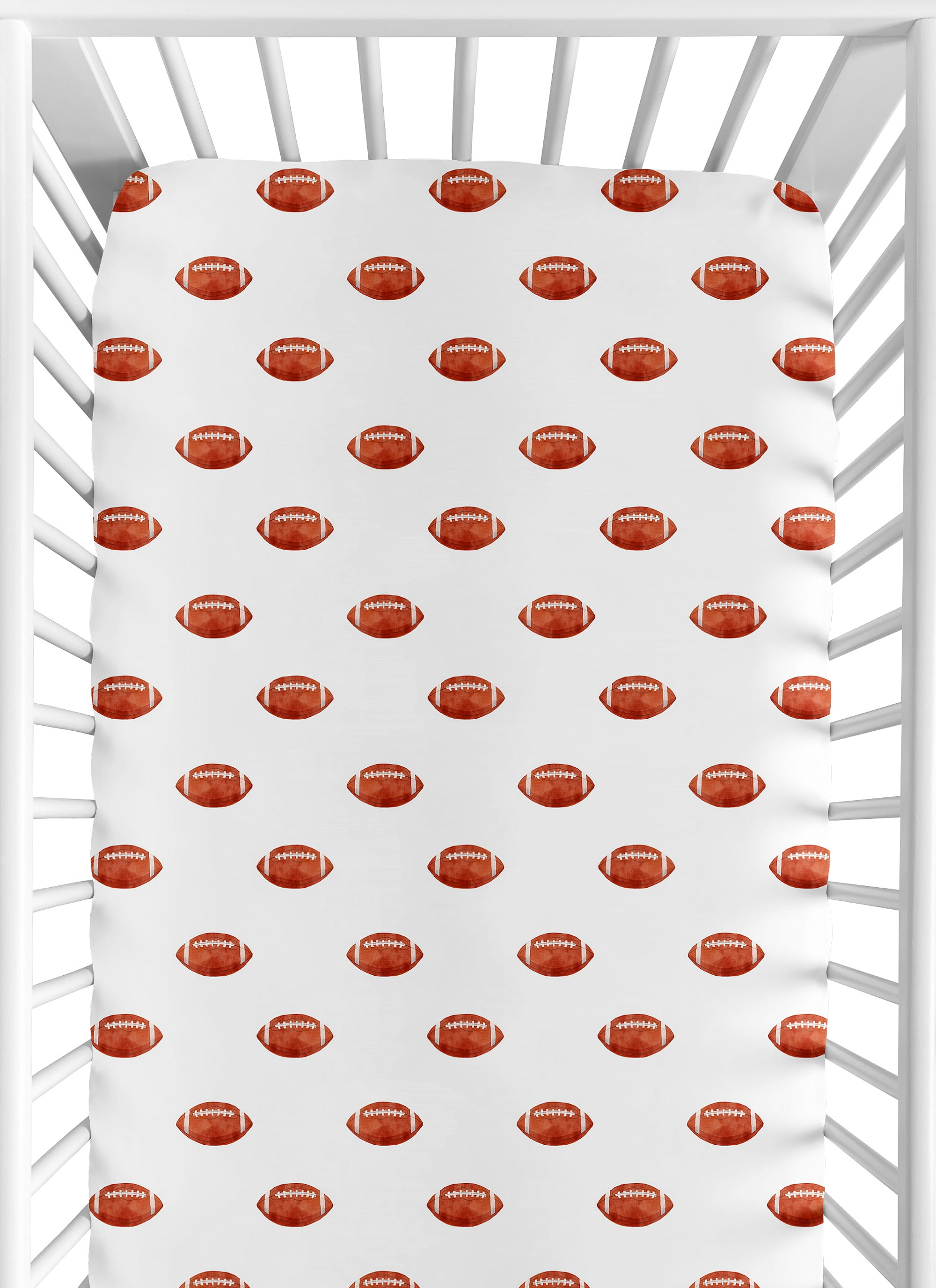 Sweet Jojo Designs Football Brown White and Green Fitted Crib Sheets 2 Piece Set