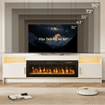 thumbnail image 4 of Flictozena 80" TV Stand with Fireplace and LED Lights - Entertainment Center for 90 inch TVs, Modern TV Cabinet with High-Gloss Storage Doors for Living Room, White, 4 of 8