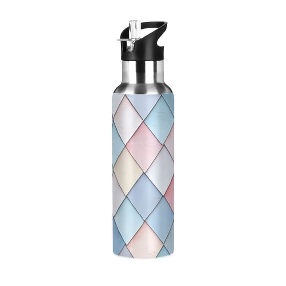 Yayeee 20oz Insulated Water Bottle Double Wall Stainless Steel with Flip Straw Lid, Beige Art Pattern