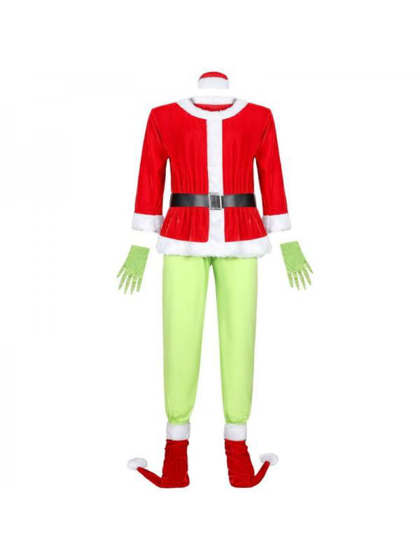 HOT Santa Grinch Cosplay Costume How The Grinch Stole Christmas Suit Outfits Set 