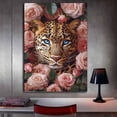 thumbnail image 3 of Mudket Framed Ready to Hang Pink Leopard Canvas Wall Art, Rose Floral Cheetah Print Room Decor, Animal Wall Art for Bedroom Living Room Bathroom Home Decor Romantic House Decor - 36"L x 24"W, 3 of 10