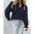thumbnail image 4 of Blusa para Mujer PRETTYGARDEN Azul Marino Manga Abullonada Encaje XXL, 4 of 6