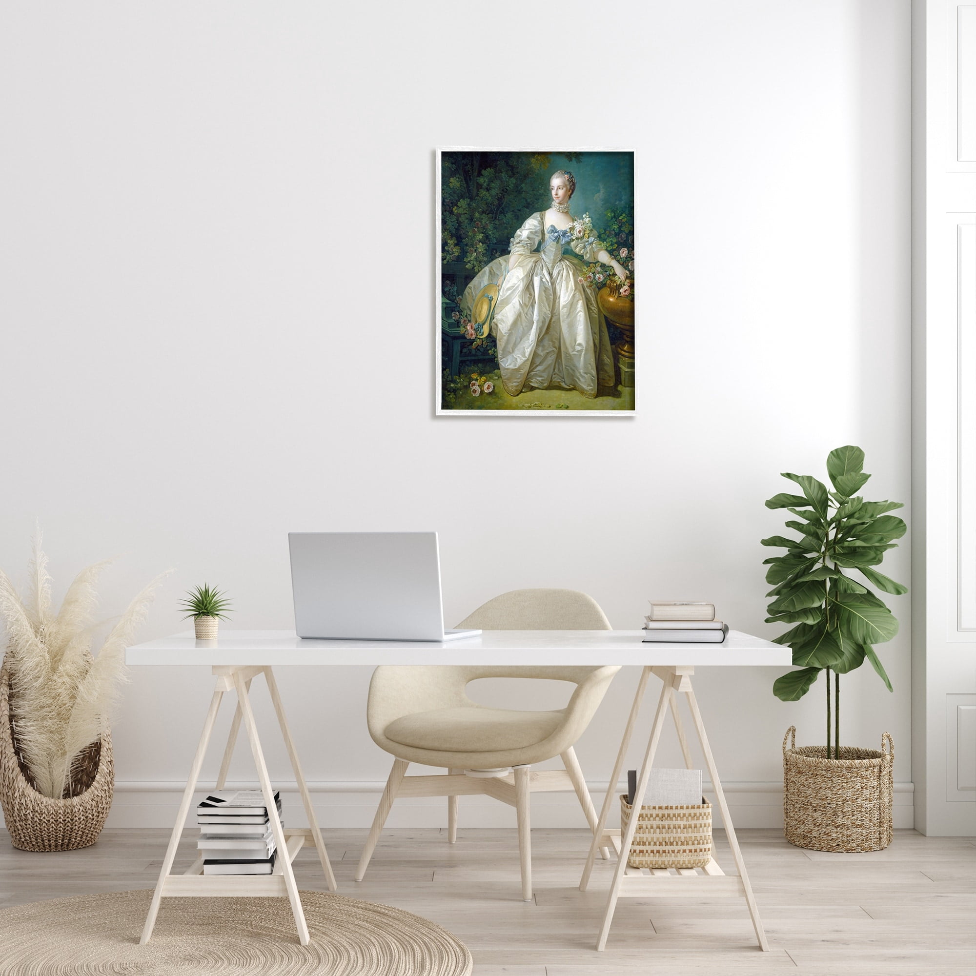 Stupell Industries Madame Bergeret Francois Boucher Classic Painting Painting White Framed Art Print Wall Art, Design by one1000paintings