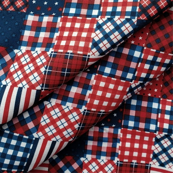 Seasonal Patriotic Patchwork 44" x 1 Yard 100% Cotton Precut Fabric, Multicolor