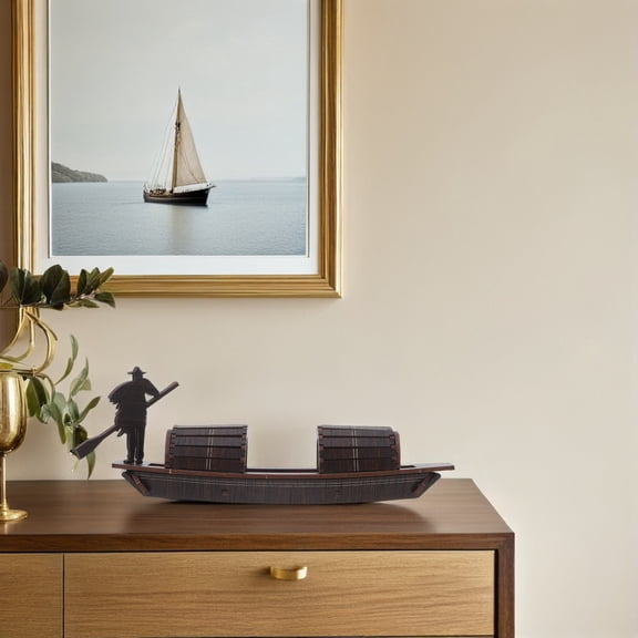 GETAJGHSD Sturdy Brown Wooden Boat Statue for Coastal Decor Nautical Look