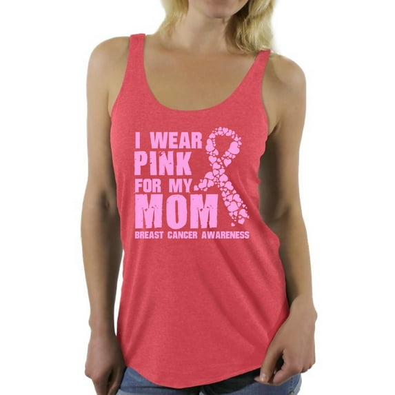 Awkward Styles Women's I Wear Pink for My Mom Graphic Racerback Tank Tops Breast Cancer Awareness