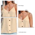 thumbnail image 3 of Camiseta sin mangas con cuello en V para mujer, decoración de botones a la moda, camiseta sin mangas holgada con tirantes finos para verano, 3 of 5