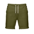 thumbnail image 4 of DDAPJ pyju Mens Cotton Linen Shorts Casual Drawstring Elastic Waist Lightweight Breathable Bermuda Summer Beach Short Pant for Men Army Green M, 4 of 7