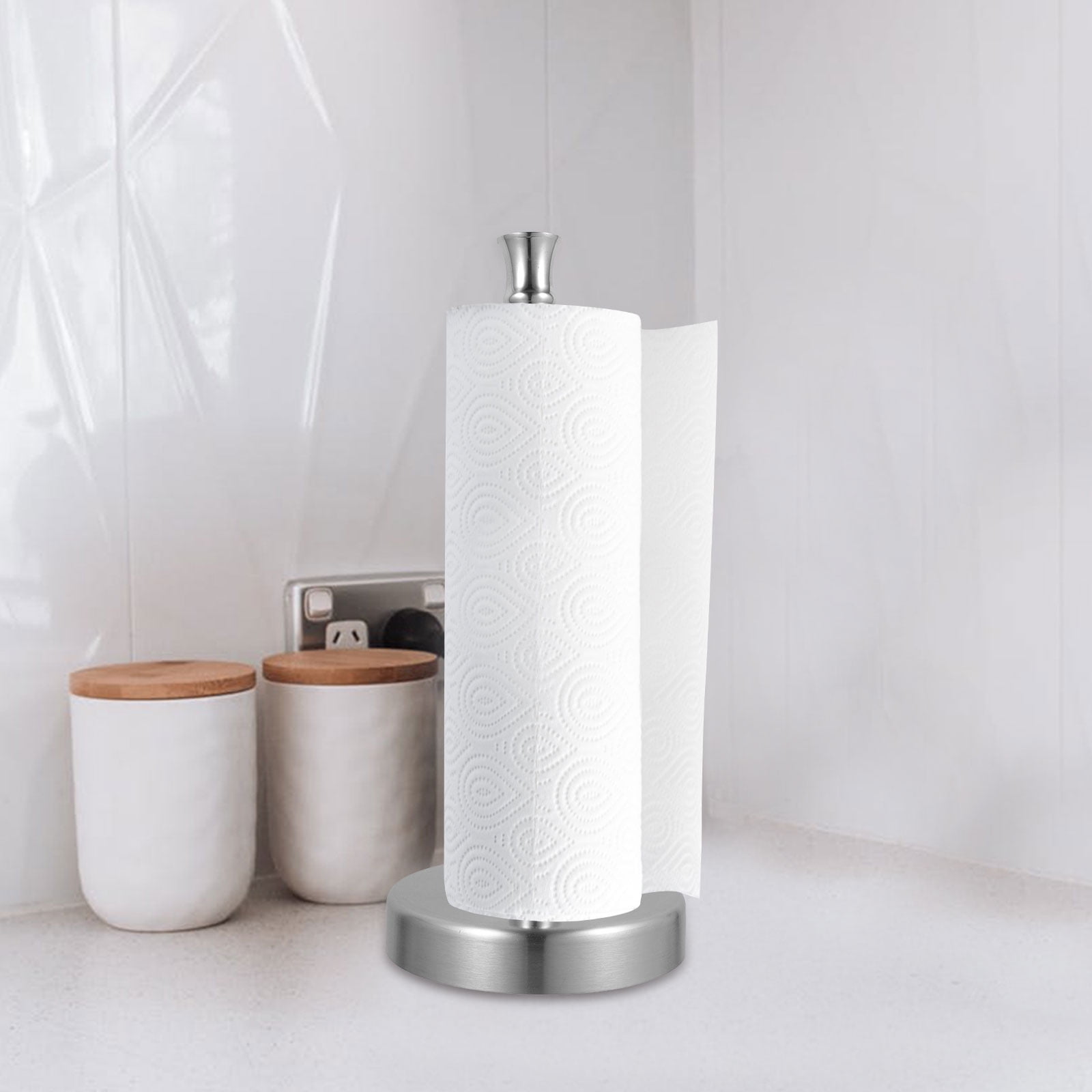 KAKOWELY Countertop Paper Towel Holder 2Pcs Stainless Steel Silver Upright