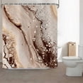 thumbnail image 6 of Inhousolu 4-Piece Shower Curtain Set with Bathroom Rugs, Water-Repellent Shower Curtain, Non-Slip Bath Mat, Toilet Lid Cover, U-Shaped Toilet Rug, 12 Hooks, 72 x 72 Inch,  Sand Marble, 6 of 10