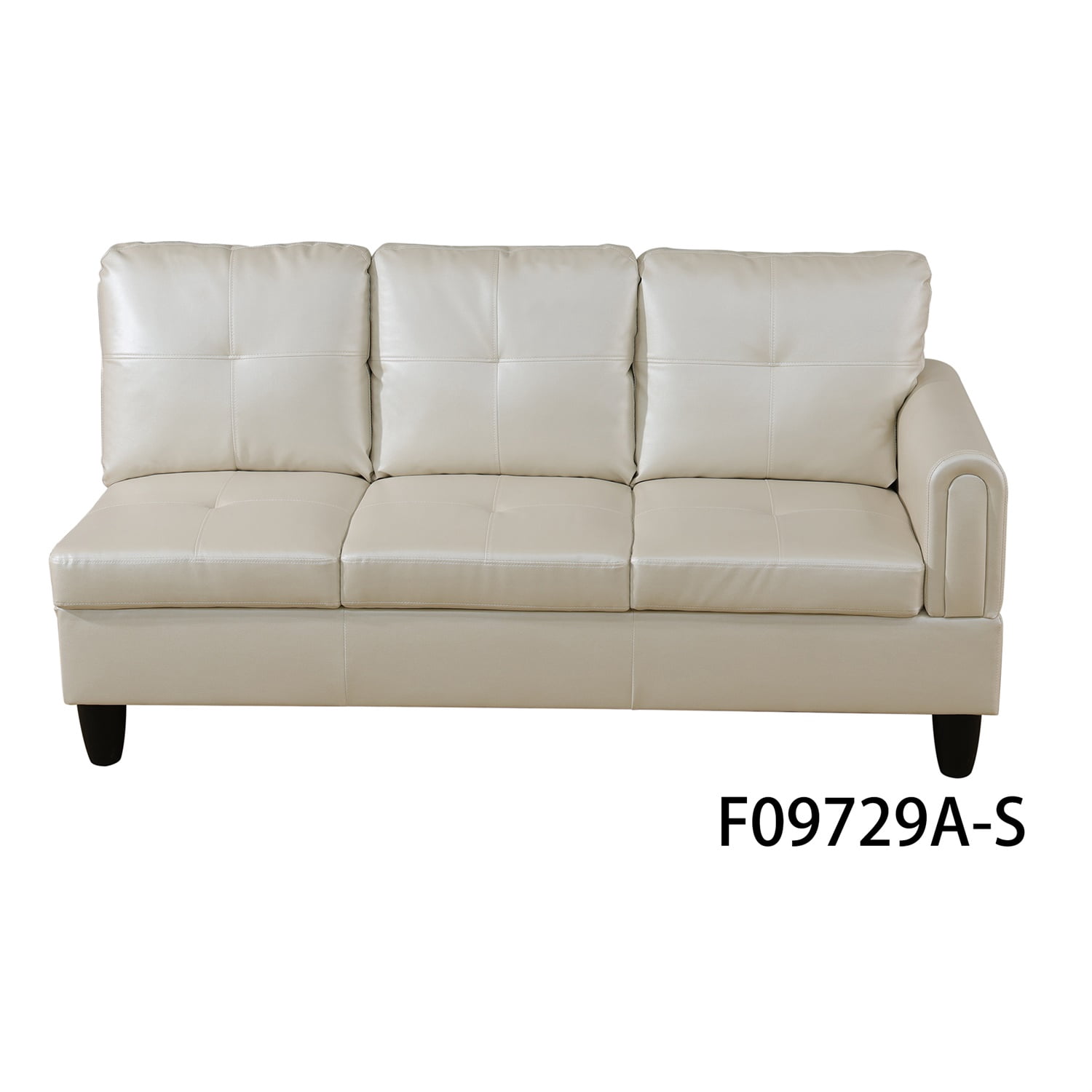 Hommoo Faux Leather 4-Seat Couch, L Shaped Sectional Couches and Sofas, Modern Living Room Furniture Sets Sectional Sofa Set, Peaerl White(No Ottoman)