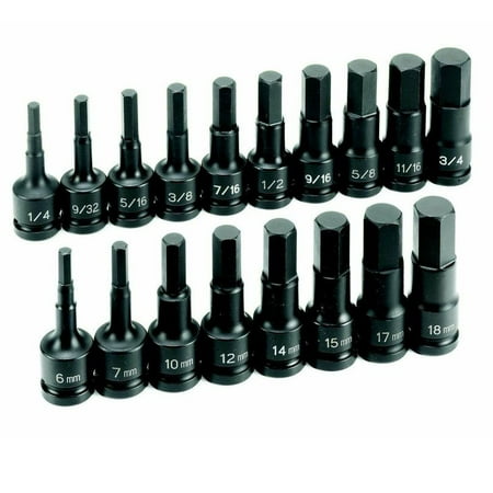 

Grey Pneumatic GY1598HC 1/2 Drive 18 Pieces Combo Hex Driver SAE/Metric Set