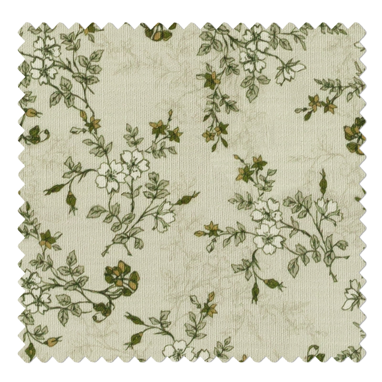TWOPAGES Polyester Linen Floral Print Curtain 26 X 102 Inches Long 1 Panel Light Filtering Pinch Pleat Drape for Guest Room, Porcelain