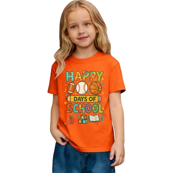lnmuld Girls Summer Tops Soft Casual Short Sleeve Graphic Print Tee Comfortable Kids T-Shirt for Everyday Wear Size:8-9 Years
