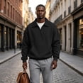 thumbnail image 6 of GrmtClth Mens Sweatshirt Quarter Zip Fall Pullover Collar Fleece Long Sleeve Sweatshirts Large Kangaroo Pocket Tops 2XL, 6 of 7