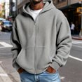 thumbnail image 2 of Waffle Knit Hoodies for Men Full Zip Hooded Cardigan with Pocket Lightweight Loose Fit Athletic Jackets 2026 Fall Outfits for Men(Grey,XXXL), 2 of 7