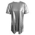thumbnail image 6 of Delayuji Women's Oversized T-shirt Drop Shoulder Spring Outfits Loose Tee Dress Long T Shirt Summer Concert Music Festival Glittering Nightclub Silver, 6 of 7