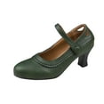 thumbnail image 2 of HaiMao Women's Mary Jane High Heels Shoes Ladies Pointed Closed Toe Ankle Strap Dress Pumps Green 5.5(36), 2 of 9