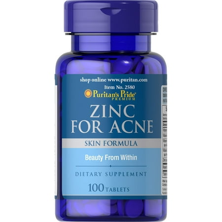 Puritan's Pride Zinc for Acne-100 Tablets (Best Type Of Zinc Supplement For Acne)
