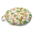thumbnail image 1 of Cinco de Mayo Round Floor Cushion with Handle, Continuous Pattern of Skulls Sombrero Maracas Cactus Guitars and Flowers, Pillow for Living Room & Dorms, 18" Round, Ecru Multicolor, by Ambesonne, 1 of 4