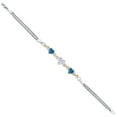 thumbnail image 3 of Gem Stone King 925 Silver and 10K Yellow Gold Moissanite and Persian Blue Moissanite and Lab Grown Diamond Bracelet for Women (2.98 Cttw, Heart 6.5/7/7.5 inch, Made in Italy), 3 of 5