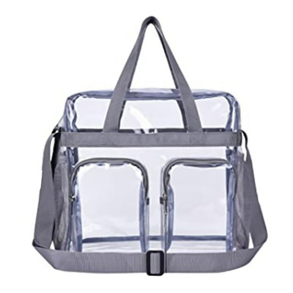 Transparent Storage Tote 12x11.4x6in PVC Clear Utility Bag Black Gray Viewable Organizer Portable Carryall Essential Casual Beach Carry Collapsible Storage Case
