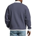 thumbnail image 6 of 2026 Men's Casual Fashion up Collar Contrasting Zipper Sweatshirt, Men's Daily Loose and Simple Waffle Half-Zip Navy 4XL, 6 of 6