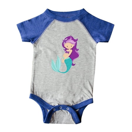 

Inktastic Cute Little Mermaid Purple Hair Purple Sea Star Gift Baby Girl Bodysuit