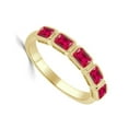 thumbnail image 3 of 925 Lab Ruby Octagon wedding band Ring,Lab Ryby Wedding ring,Five Stone Octagon Yellow Gold Stacking Matching Bridal Ring,Promise Five band, 3 of 3