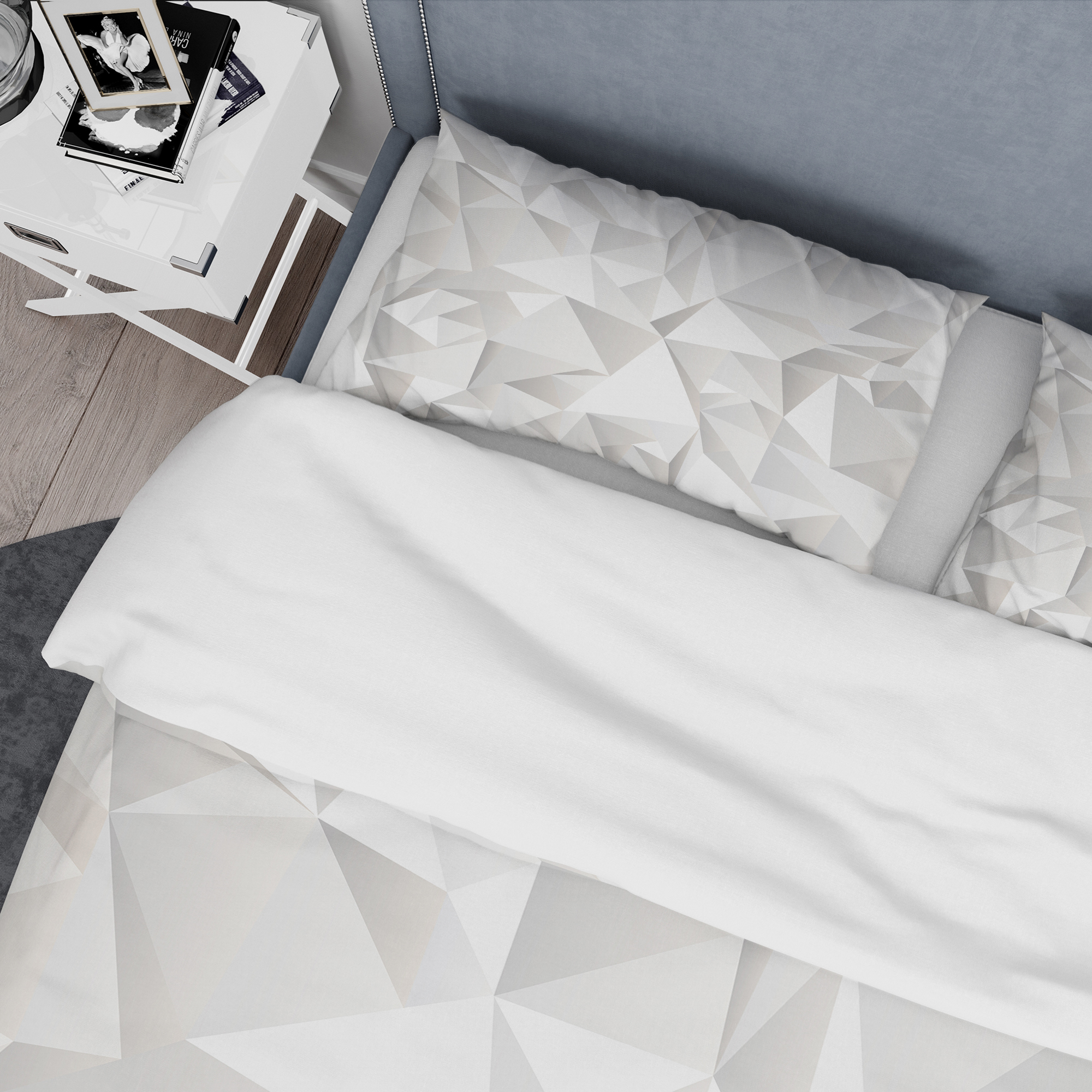 Designart 'White Crumpled Abstract' Scandinavian Duvet Cover Set