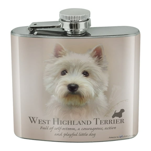 West Highland Terrier Westie Dog Breed Stainless Steel 5oz Hip Drink Kidney Flask