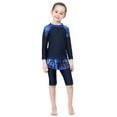 thumbnail image 6 of Aocisk Girls Swimsuit Full Coverage Long Sleeve Swim with Skirt and Pants for Girls Conservative Swimsuit Age 2 13 Years Bathing Suit Kids Girls Blue 4-5 Years, 6 of 8