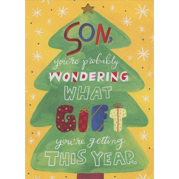 Designer Greetings Probably Wondering What Gift You're Getting Funny / Humorous 3D Pop Up Christmas Card for Son