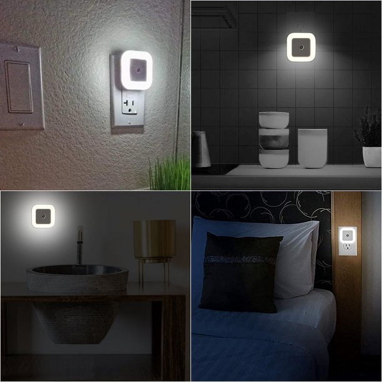 Motion Sensor Light, LED Night Light Lamp with Smart Sensor Dusk to Dawn Sensor, Daylight White, Plug-in