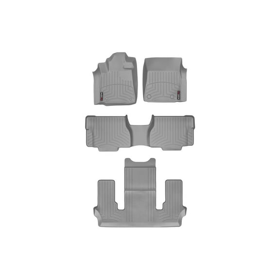 WeatherTech Custom Fit FloorLiners compatible with 2008-2011 Toyota Sequoia - Complete Set (1st, 2nd, & 3rd Row), Grey