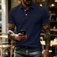 thumbnail image 7 of Hearthz Big and Tall Polo Shirts for Men 3 Button Placket Lapel Collar Men Short Sleeve Shirt Business Casual Mens Golf Polo Shirts Work Out Shirts Navy S, 7 of 7