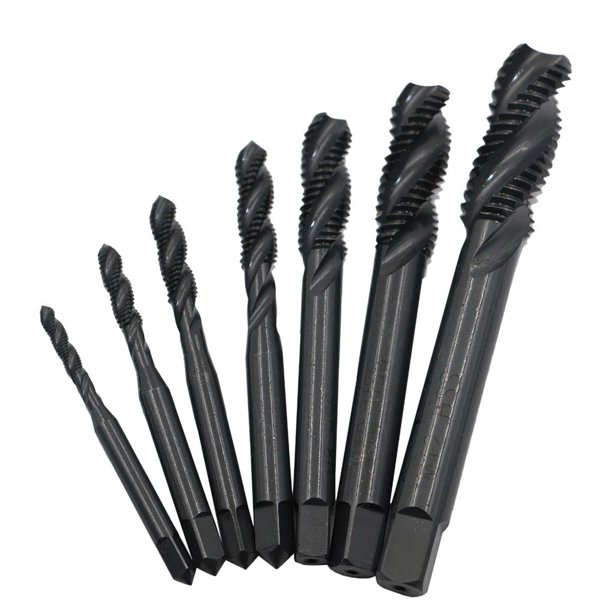Riwesomey 7 Uds. Machos de roscar métricos de flauta M3 M5 M6 M8 M10 M12 HSS máquina métrica recubierta de nitruración juego de roscas de Herramientas y ferretería Riwesomey TO005001-00