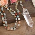 thumbnail image 3 of K-KED Natural White Quartz Pendant Amazonite Chip Beads Knot Handmade Mala Necklace-40 inch, 3 of 6