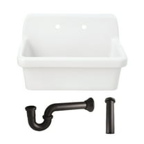 Kingston Brass KGPKWS3019185 Doriteal 30-Inch Ceramic Single Bowl Wall Mount Kitchen Sink with Strainer in White/Oil Rubbed Bronze