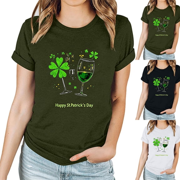 CHUMUD Womens St Patricks Day Shirt Green Shamrock Shirts St Patricks Day Clover Graphic Tshirt Tops