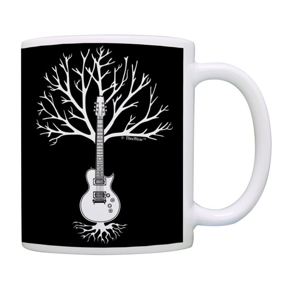 ThisWear Music Lover Gifts Guitar Tree of Life Music Teacher Mug Music Themed Gift for Women Music Related Gifts Rock Gifts for Men 11 ounce Coffee Mug