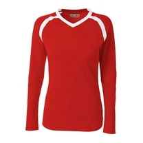 A4 Ace Long Sleeve Volleyball Jersey For Women in Scarlet/White | NW3020