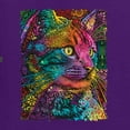 thumbnail image 2 of Colorful Cat Portrait | Cat Lover Owner | Dean Russo Art Animal Lover Womens T-Shirt, Purple, M, 2 of 5